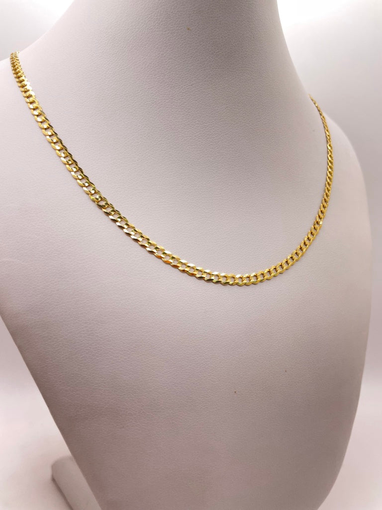 10KT CUBAN CURB FLAT CHAIN Size 24INCH 3MM Weight 4.77GR