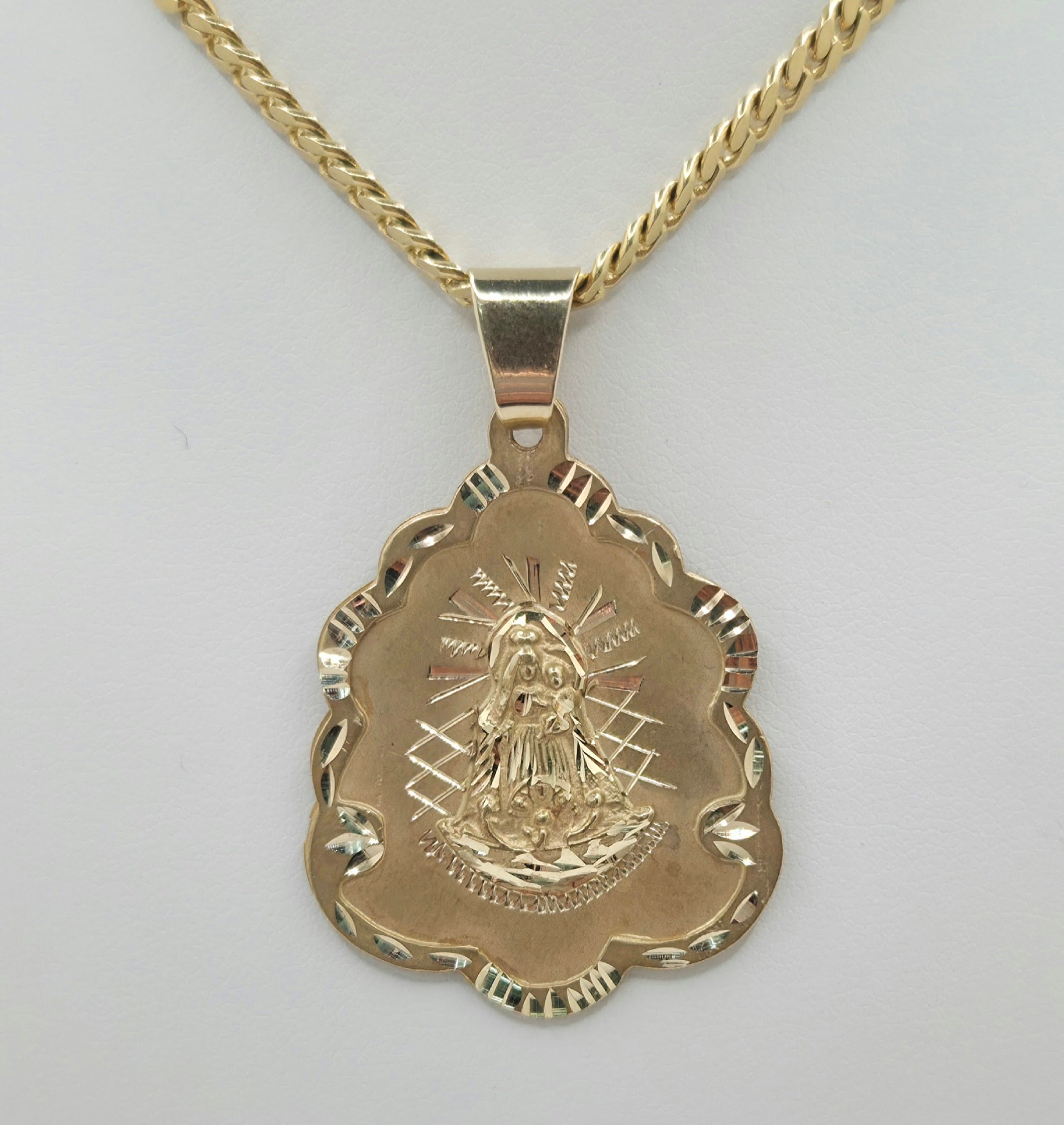 14KT Caridad del cobre pendant  Size 29X38.25MM Weight 7.9 GRS