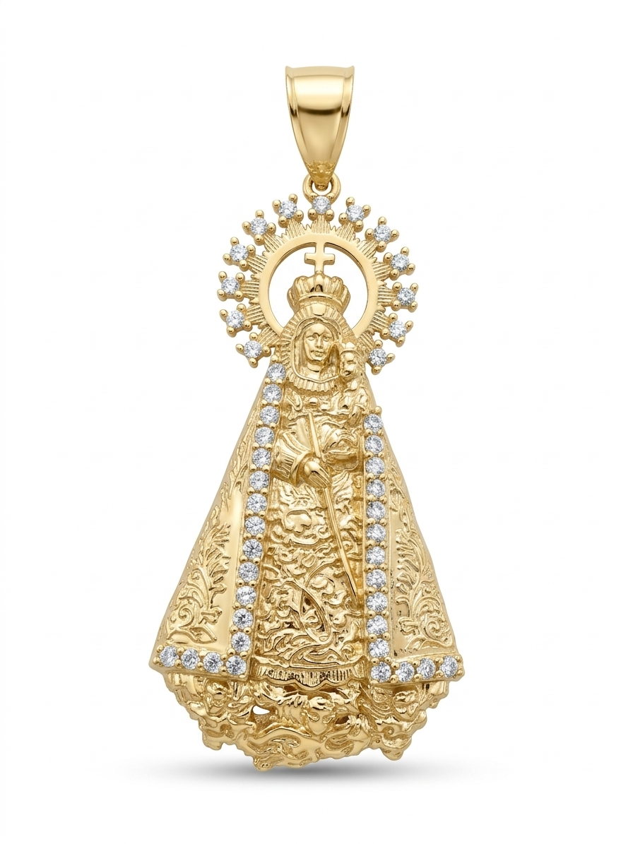 10KT CZ BODYSHAPE CARIDAD PENDANT Size SMALL Weigth 8.20GRS