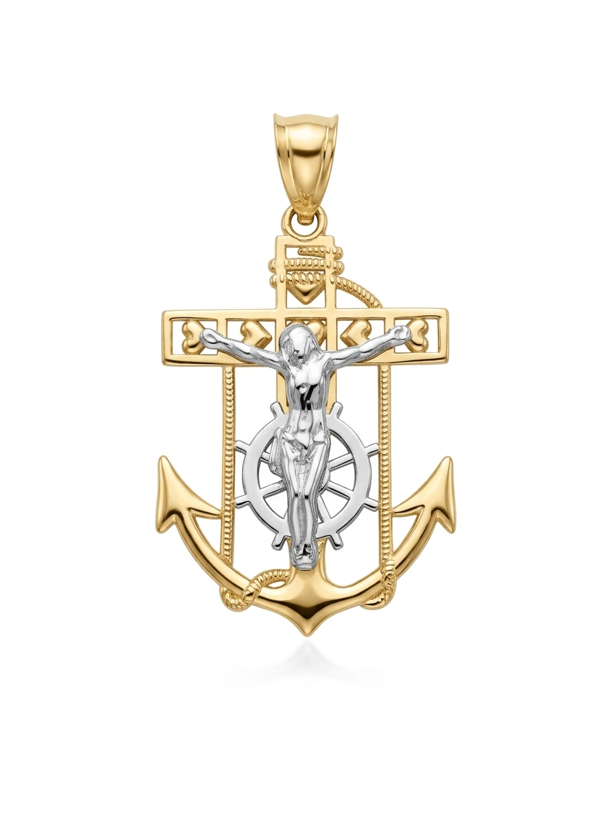 10KT GOLDEN JESUS ON ANCHOR PENDANT Weigth 2.6GR