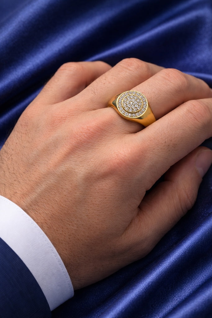 10KT  MODERN CZ ROUND RING Size 10.5-11 Weigth 3.6GR