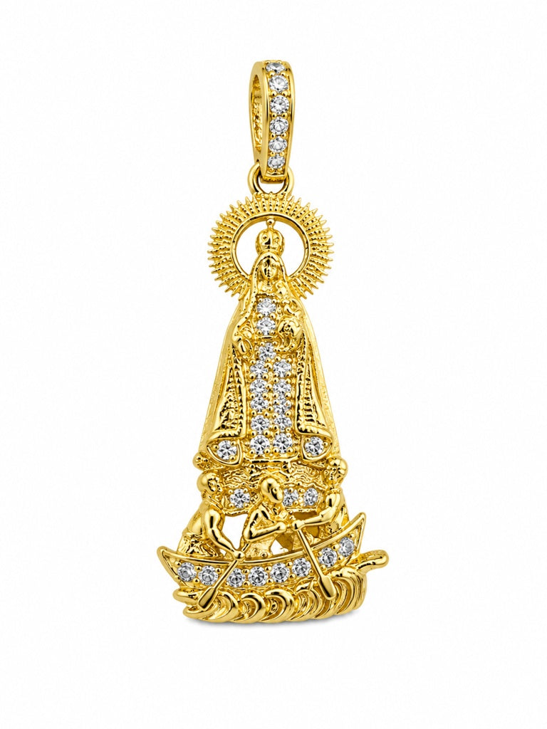 10KT MEDIUM YELLOW GOLD CZ CARIDAD PENDANT Size MEDIUM Weigth 2.6GR