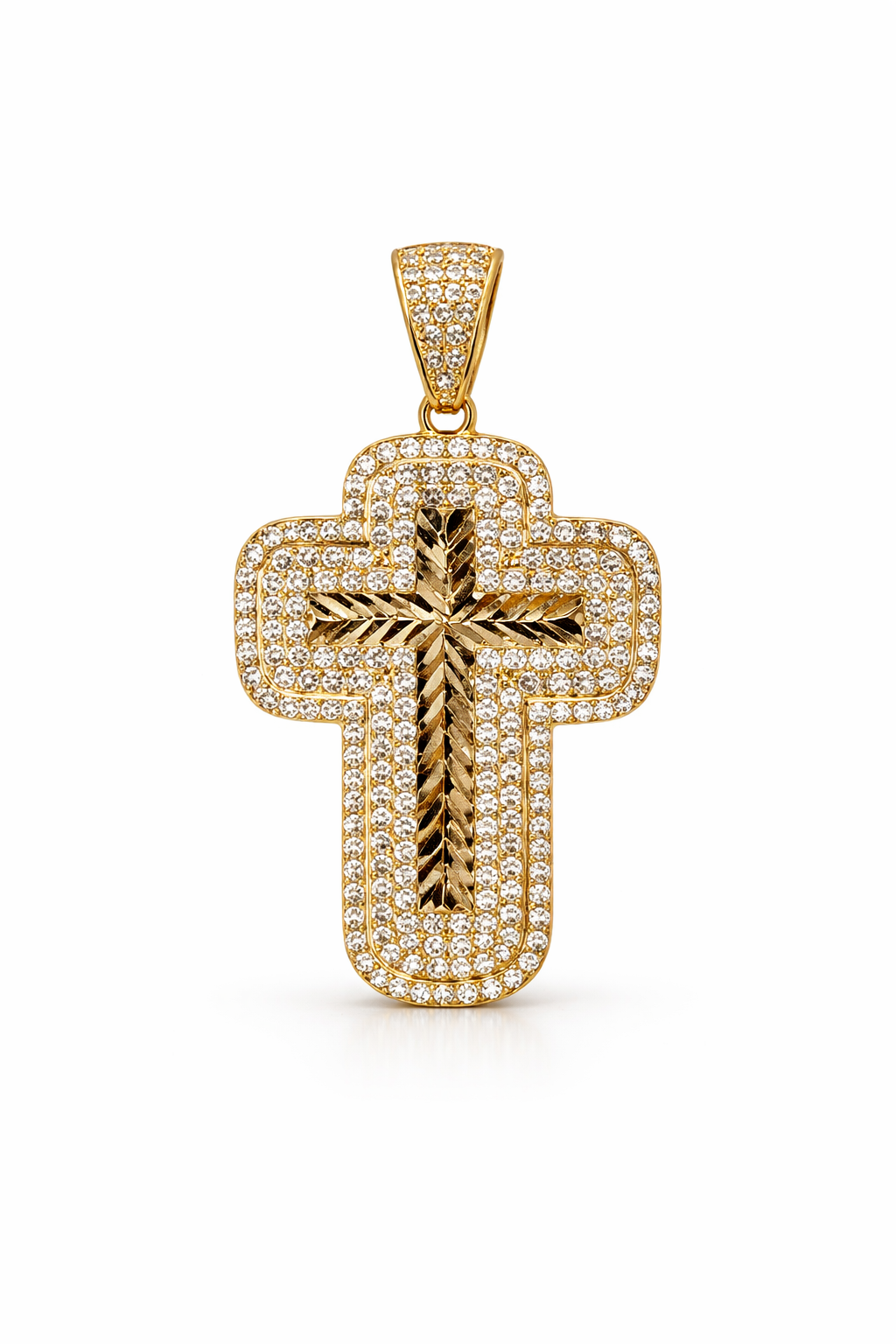 10KT CZ ROSE CROSS PENDANT Size  Weigth 6.5GR