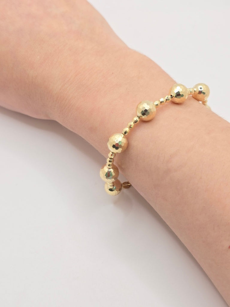 10KT YELLOW GOLD LARGE BEAD ROUND CUT BRACELET Size 8INCH Weight 7.9GR