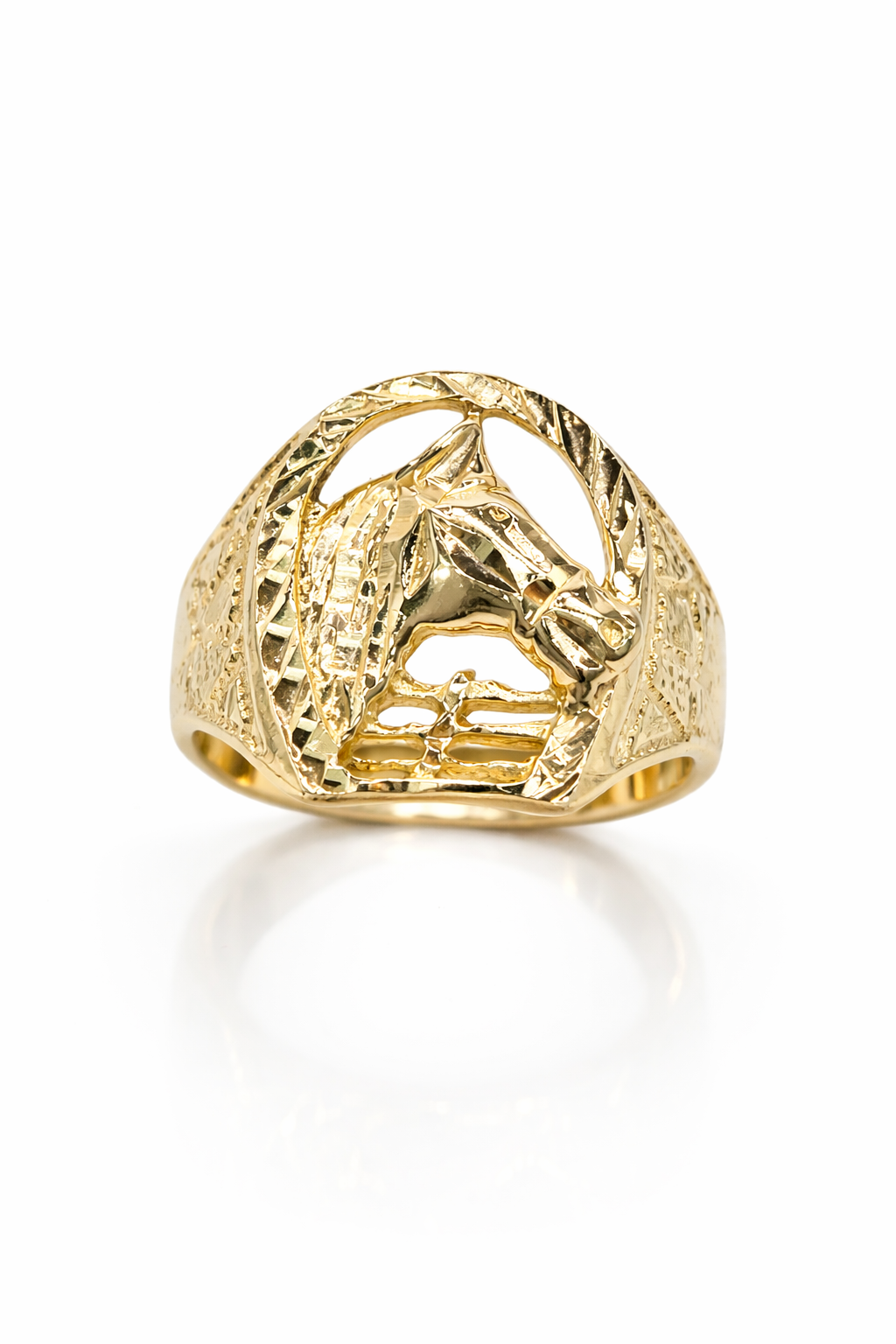 10KT NUGGETS DETAILS HORSE RING Size 9.5 Weigth 4.6GR