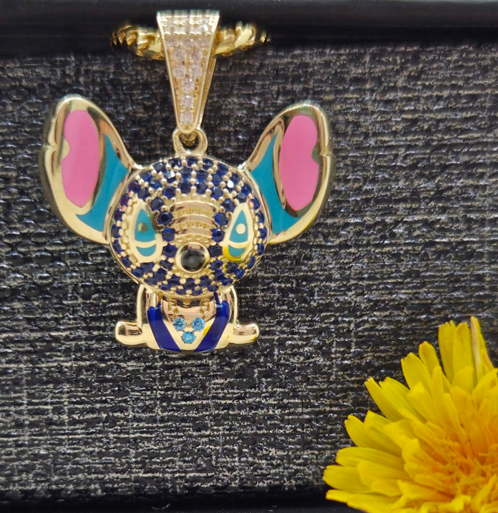 10KT CZ BLUE STITCH PENDANT Weight 4GR