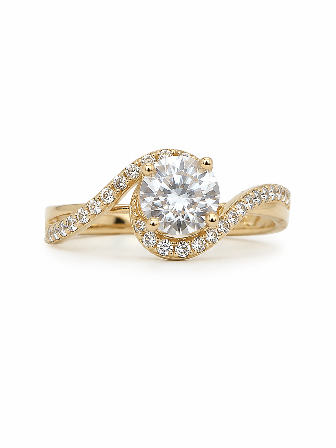 14KT SPIRAL DESIGN CZ PROMISE RING Size 7 Weigth 2.3GR