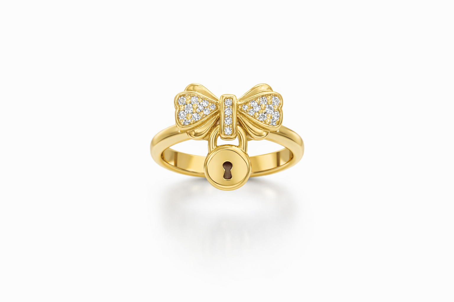 14KT BEAUTIFUL SINGLE-BOND RING WITH A PADLOCK SIZE 7 Weight 2.6GR