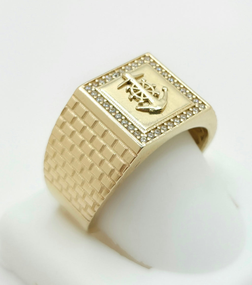 14KT ANCHOR SQUARE RING Size 11 Weight 6.2GR