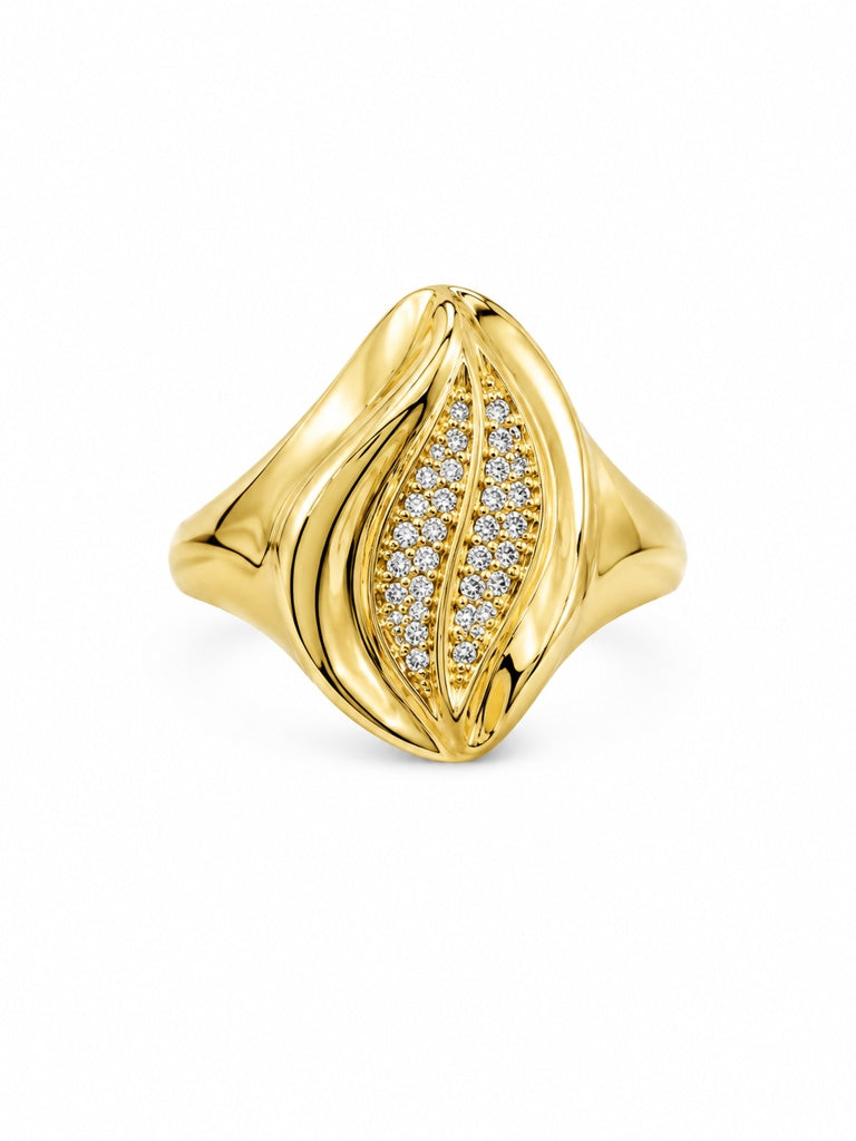 10K CZ PUFFY ABSTRACT RING Size 8