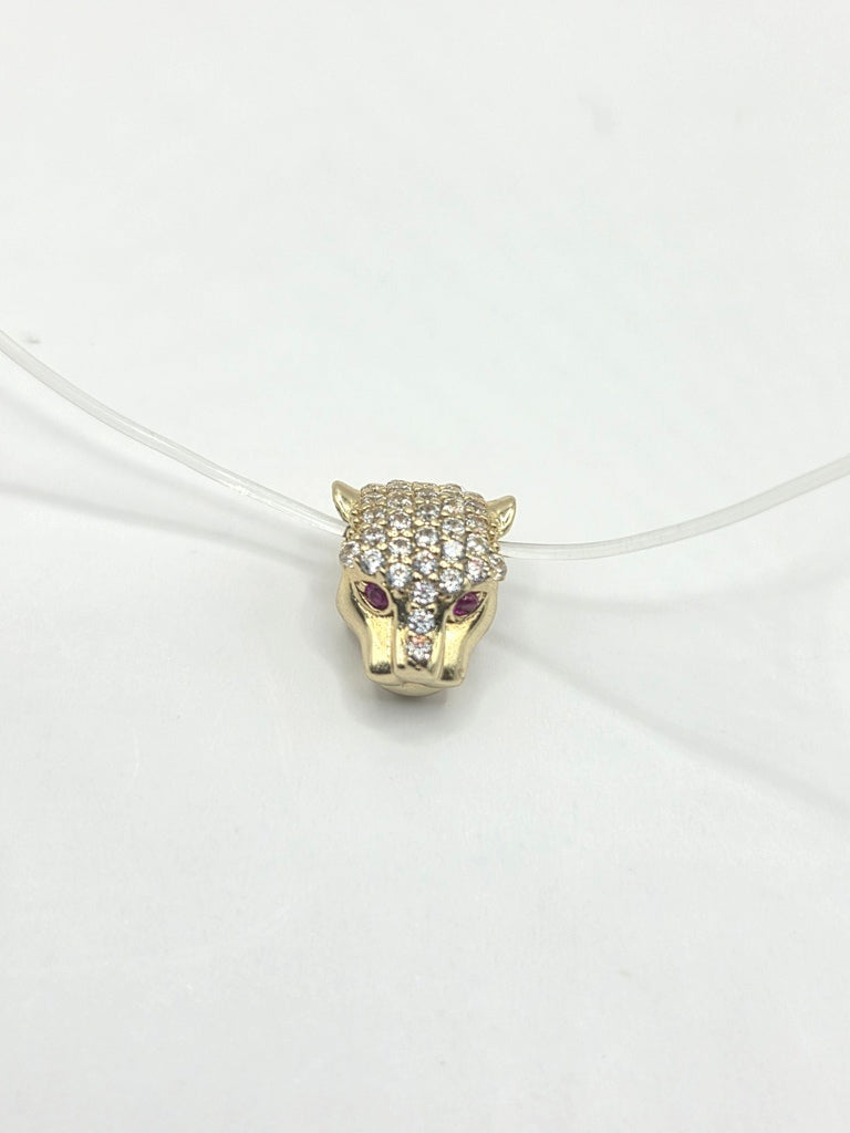 10KT CZ TIGER HEAD CHARM Size  Weigth 1.6GR