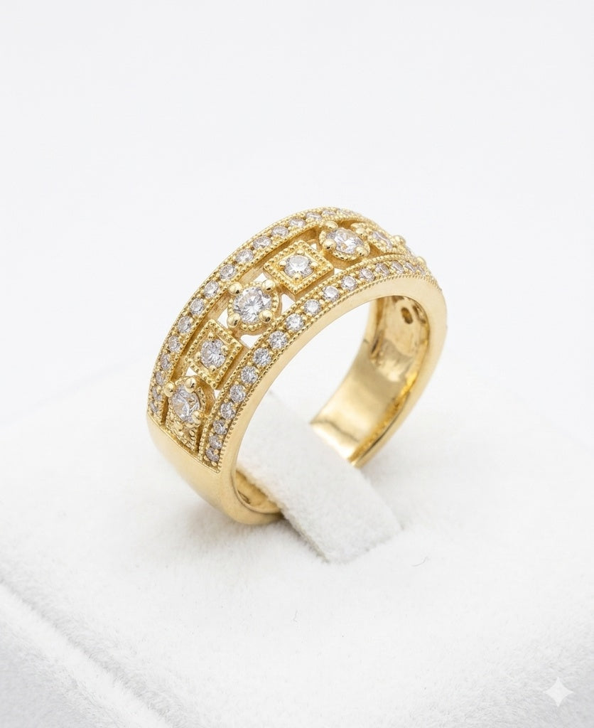14KT MODERN CZ DETAIL RING RING Size 7 Weight 6GR