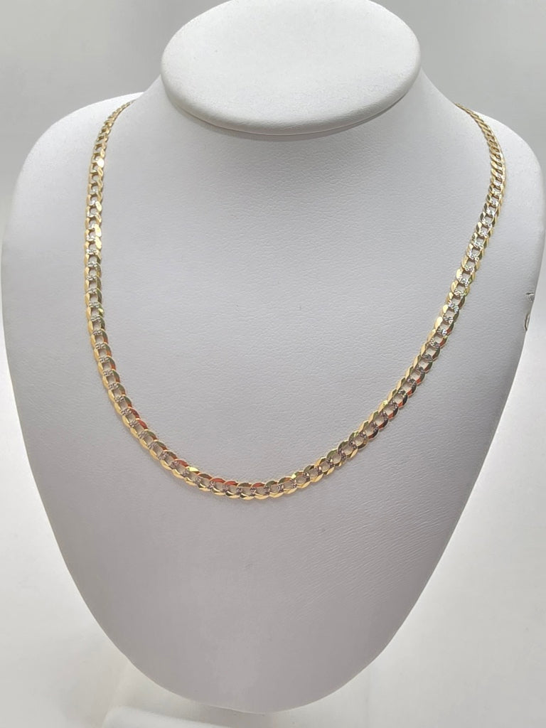 10KT TWO TONE CUBAN CURB FLAT CHAIN Size 19INCH 3MM Weight 5.2GR