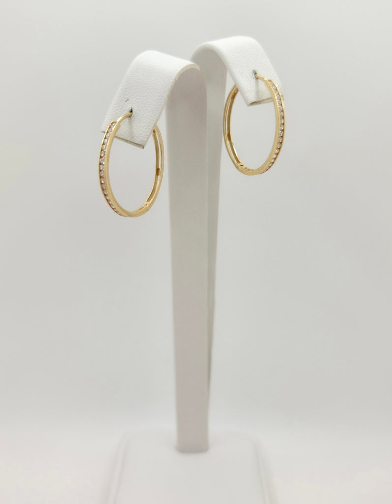 10KT DELICATE CZ DETAIL HOOPS EARRINGS Size 2 Weight 1.7GR