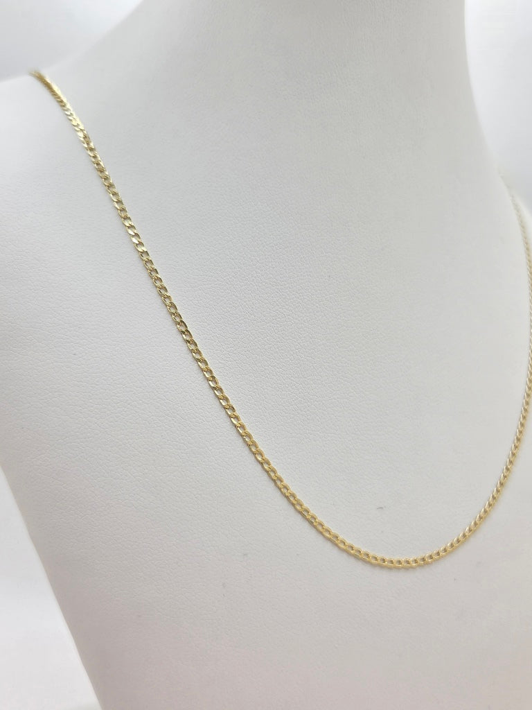 14KT SOLID CUBAN CURB FLAT CHAIN Size 18INCH 1.5MM Weight 2GR