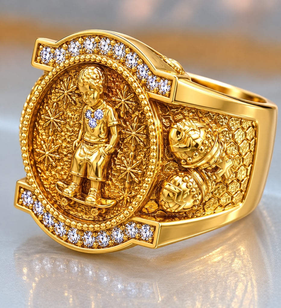 10KT EXOTIC ELEGGUA RING WITH BEAUTIFUL CZ DETAILS Size 10.5 Weight 12GR