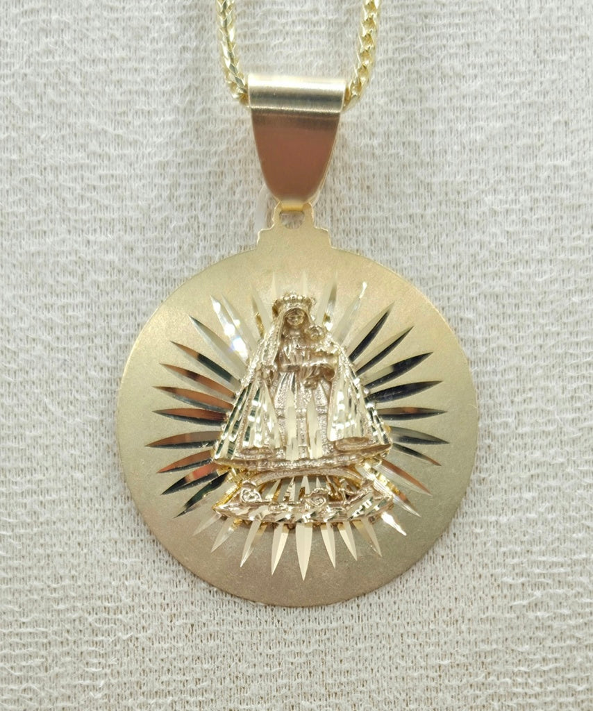 10KT DIAMOND CUT FLAT MEDALLION STYLE CARIDAD PENDANT  Weight 10.1GR