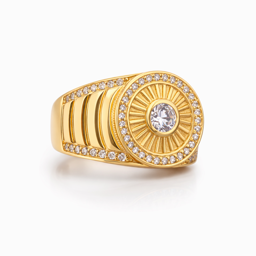 14KT ELEGANT ROUND DESIGN STONE CENTER RING Size 10 Weigth 8GR