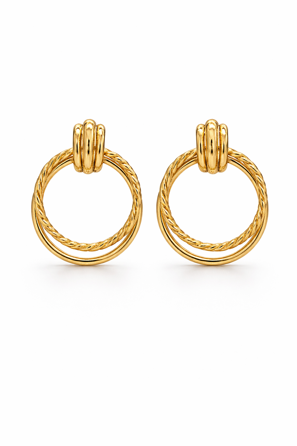 14KT SPECIAL OFEFR MODERN TWO CIRCLE SILHOUETTE EARRINGS Size SMALL Weigth 0.9GR