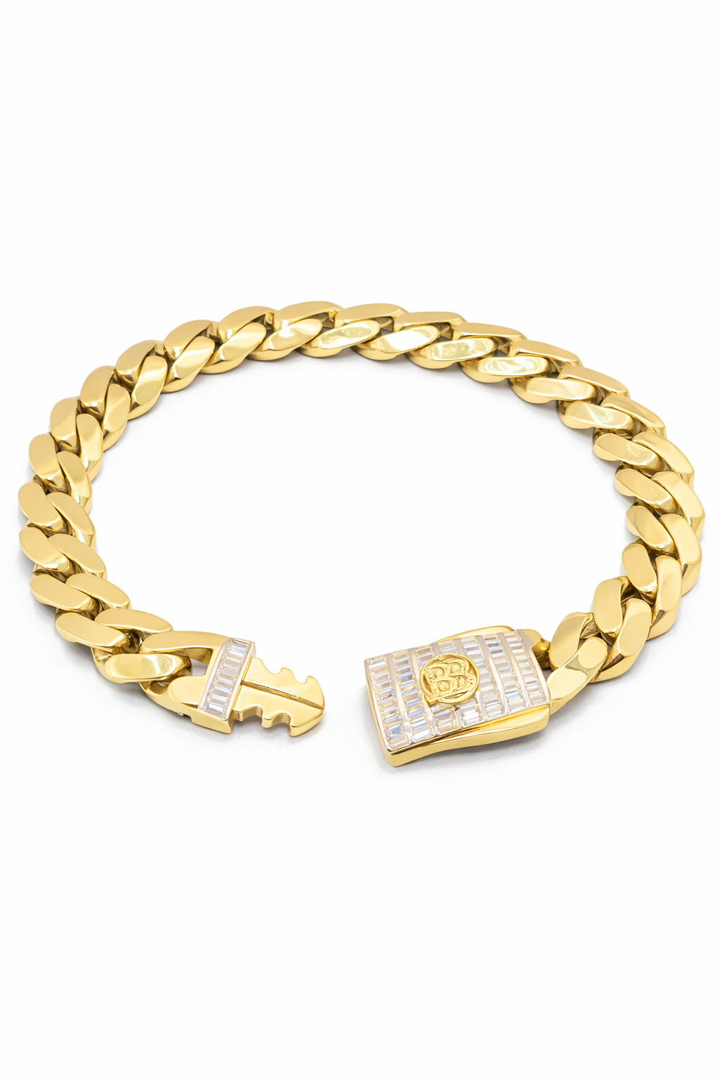 10KT MONACO STYLE BRACELET Size 9MM 8IN Weigth 8.7GRS
