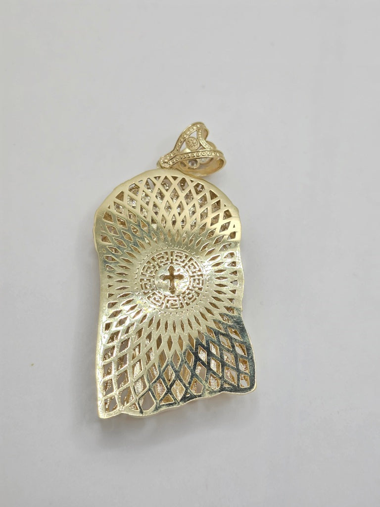 10KT EXTRA LARGE HOLLOW JESUS FACE PENDANT Weight 29.4GR
