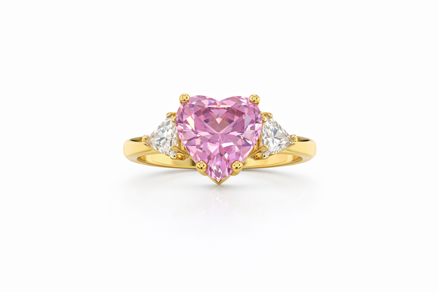 10KT PINK STONE HEART RING Size 7-8 Weight 3.1GR