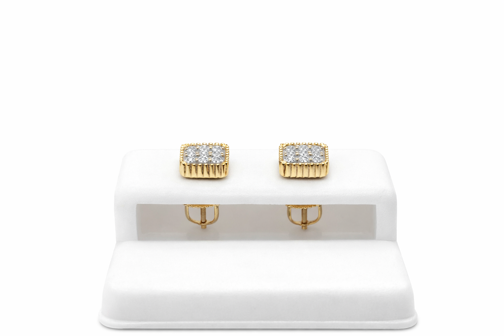 14KT DELICATE SQUARE NATURAL DIAMOND EARRINGS