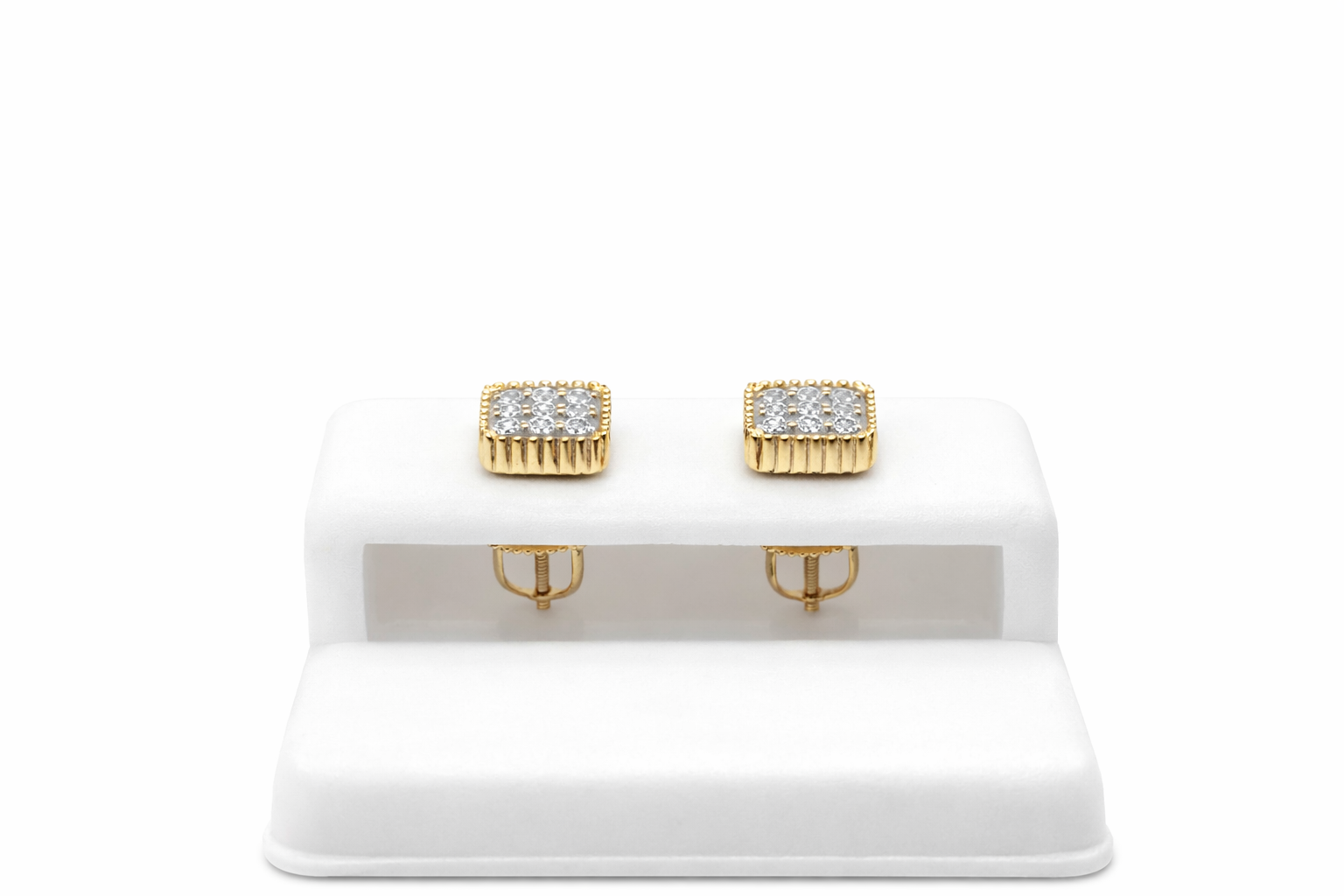14KT DELICATE SQUARE NATURAL DIAMOND EARRINGS