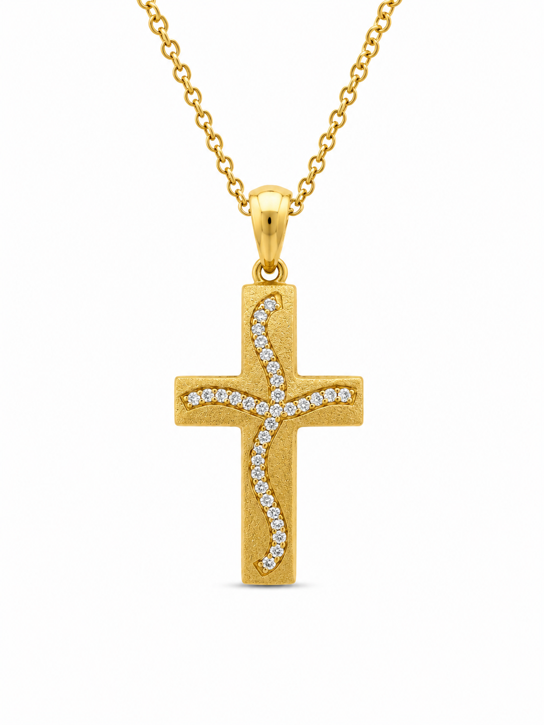 14KT CZ DETAILS SQUARE CROSS PENDANT  Weigth 1.9GR