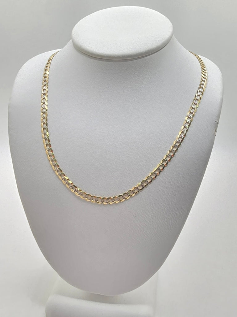10KT TWO TONE CUBAN CURB FLAT CHAIN Size 19INCH 3MM Weight 5.2GR