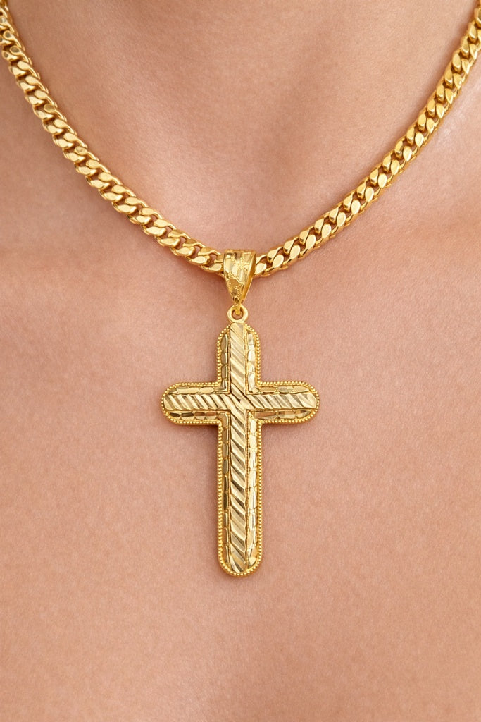 10KT NUGGETS CROSS PENDANT Size 47X31MM Weight 4.6 GRS