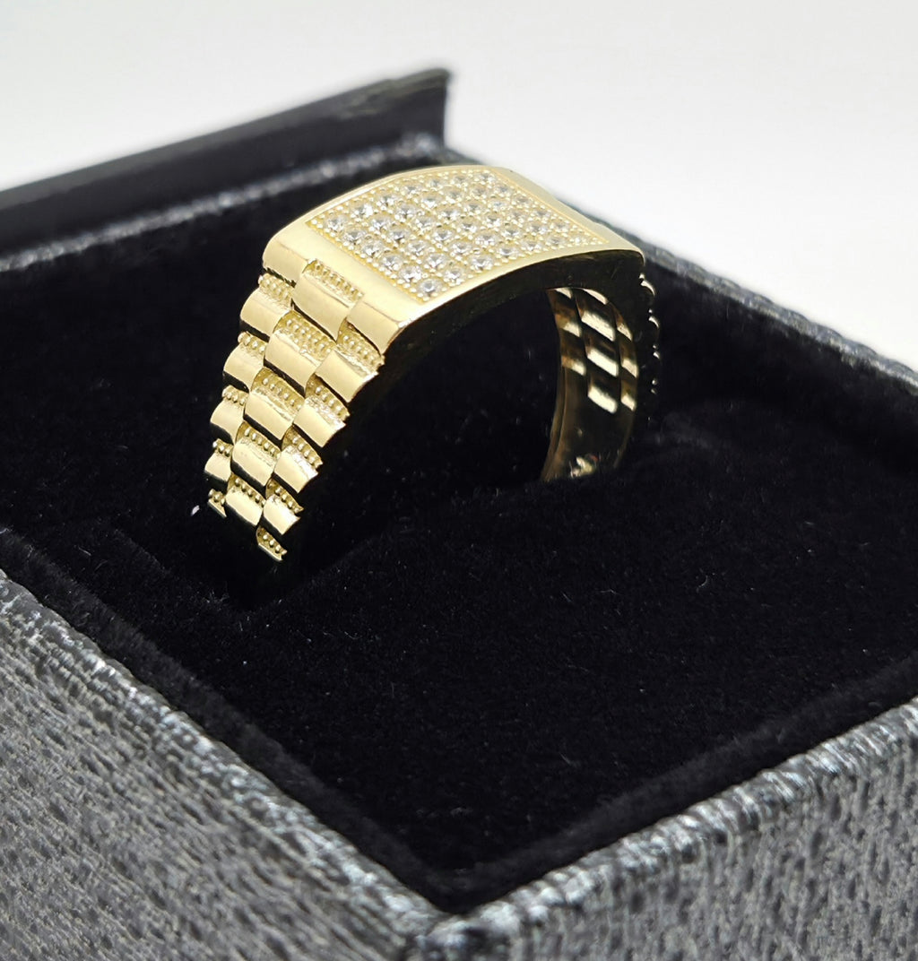 10KT CZ ELEGANT RECTANGULAR SHAPE MEN'S RING Size 10 Weight 4GR