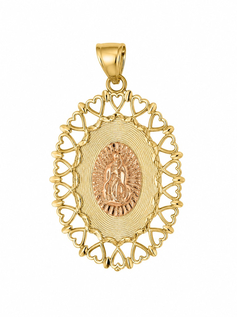 14KT HAERTS FRAME ROSE GOLD VIRGEN MARY OVAL PENDANT Weight 9.1GR