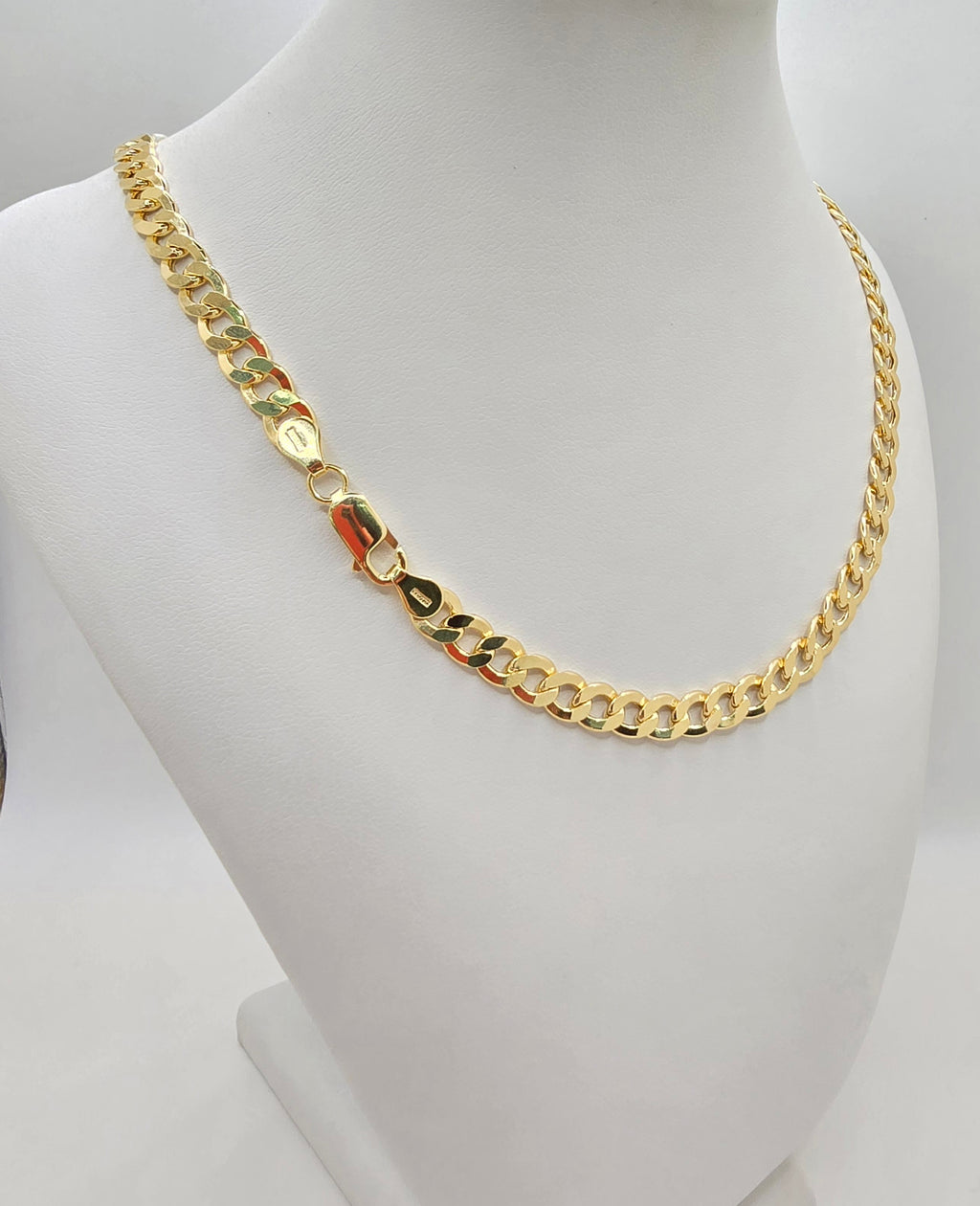10KT HOLLOW CUBAN CURB FLAT CHAIN Size 24INCH 5MM Weight 11GR