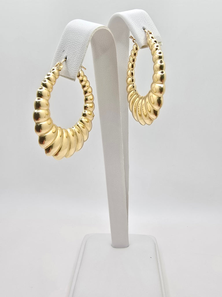 10KT SHRIMP DESIGN HOOPS EARRINGS Size 4 Weight 5.2GR