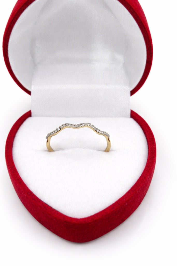 10KT WAVES DESIGN DIAMOND WOMAN'S BAND RING Size 0.07CT/7