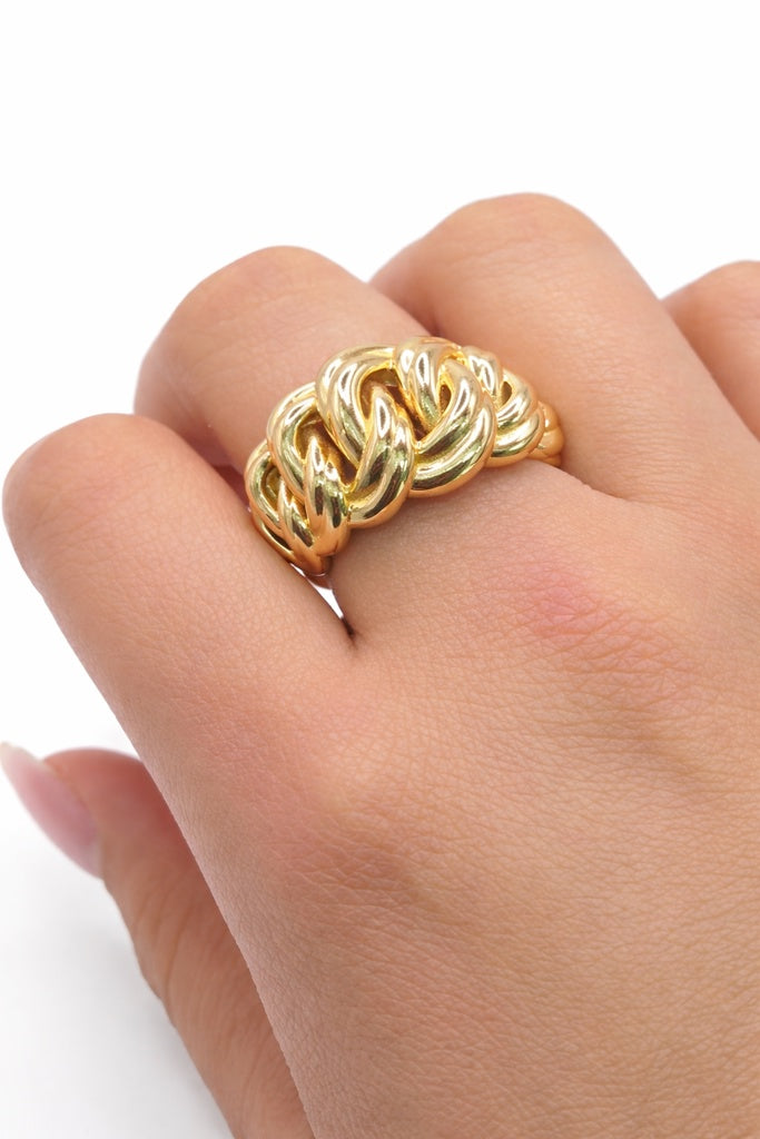 14KT CHAIN STYLE RING Size 6.5 & 7 & 7.5 Weight 3.9GR