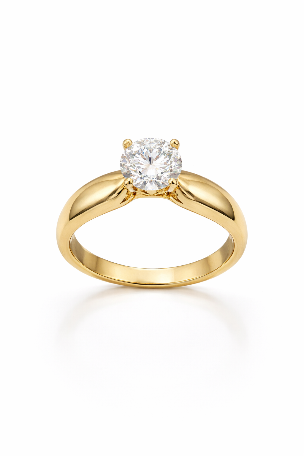 14KT YG SOLITAIRE 1CT MOISSANITE WOMAN'S RING Size 7 Weight 2.10 GRS