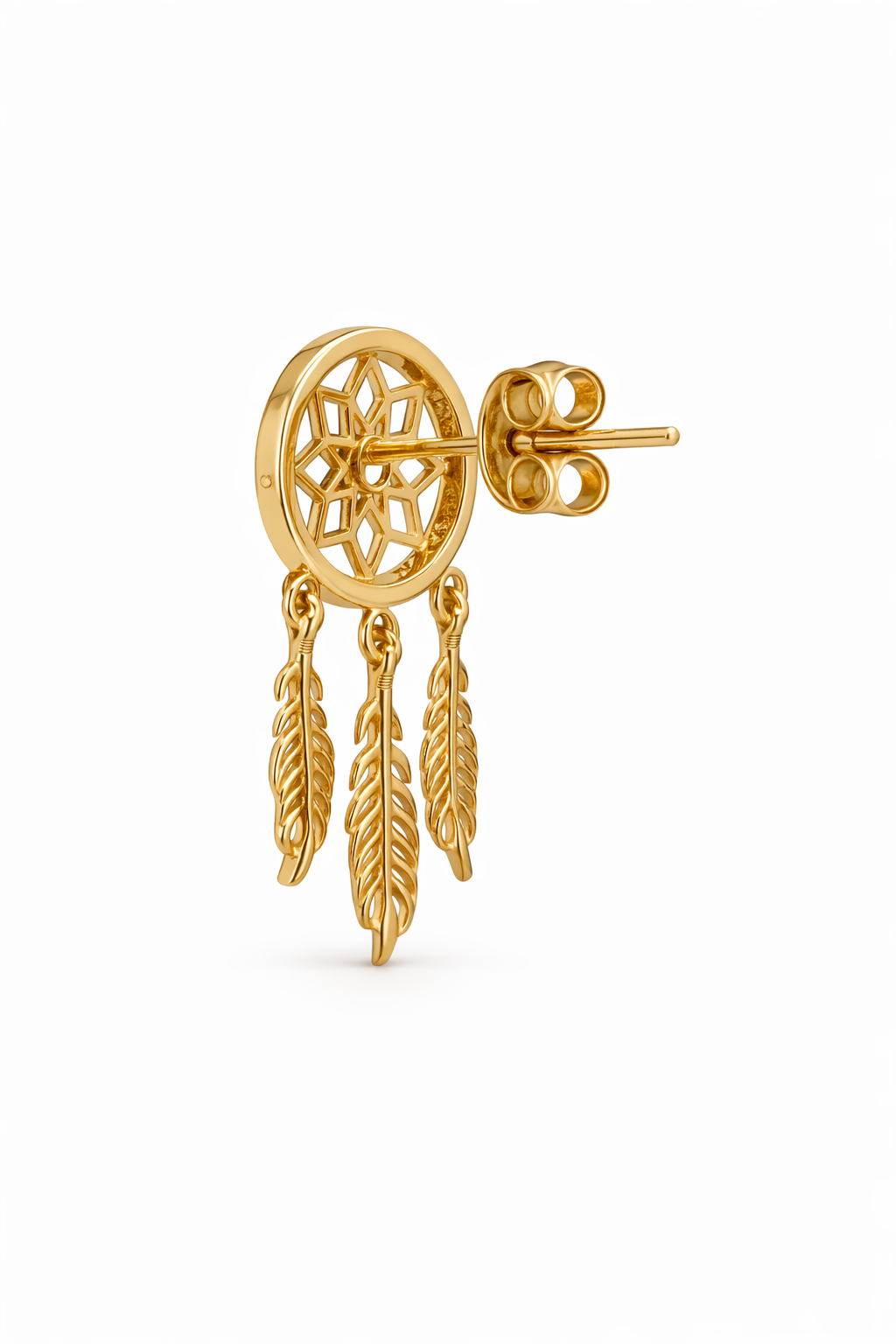 10KT CZ DREAMCATCHER EARRINGS Size MEDIUM Weigth 2.4GR