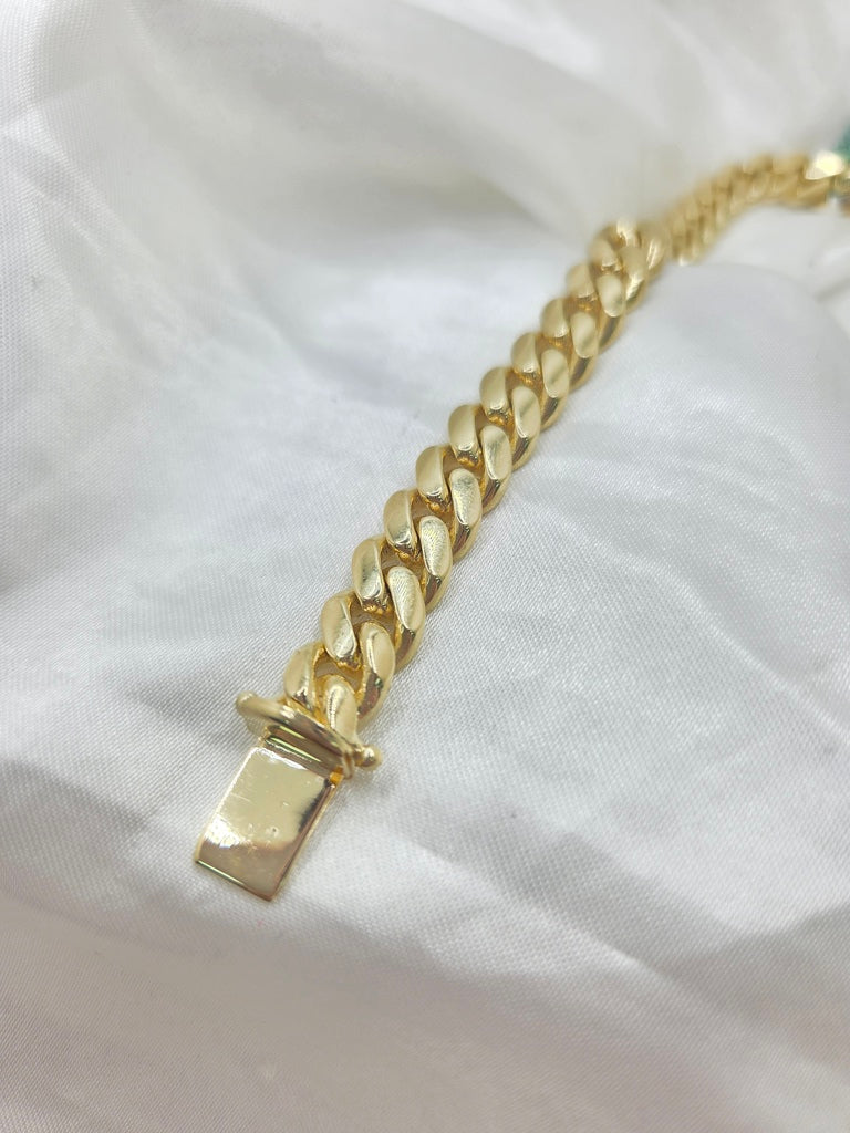14KT SOLID MIAMI CUBAN BRACELET Size 8INCH 10MM Weight 60.5GR
