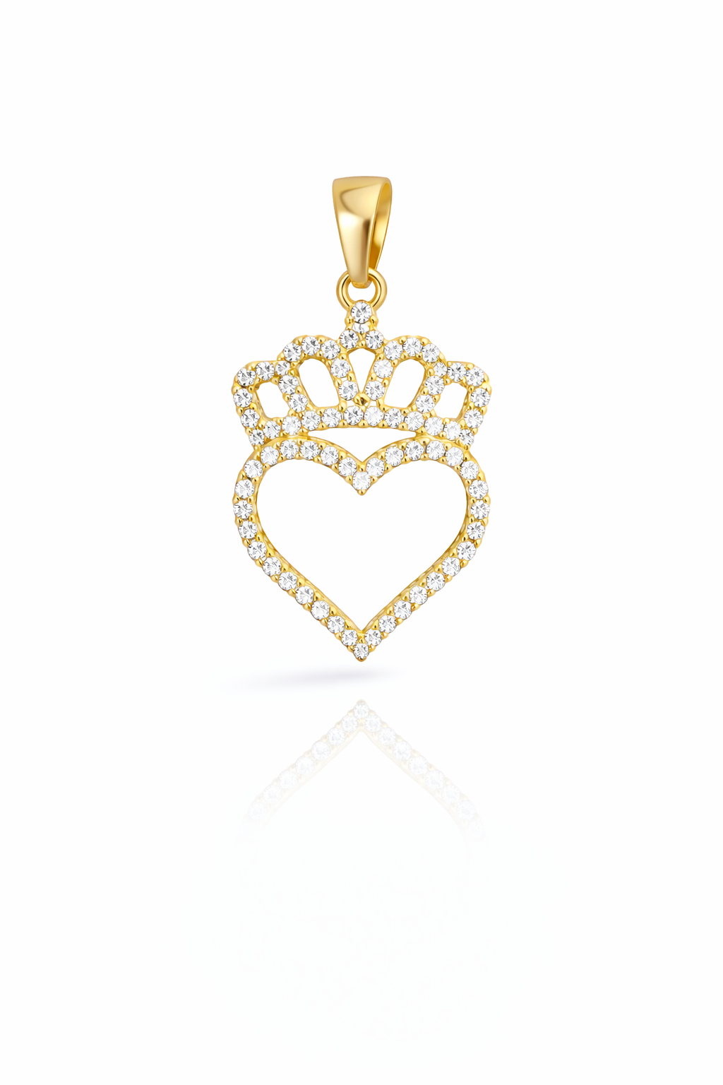 14KT CZ CROWN  HEART SILHOUETTE PENDANT Weight 2GR
