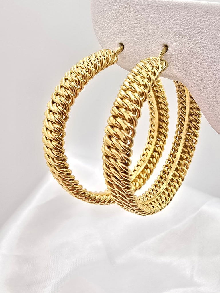 14KT PRINCESSA STYLE HOOPS EARRINGS Size 7.5MM Weight 10.5GR