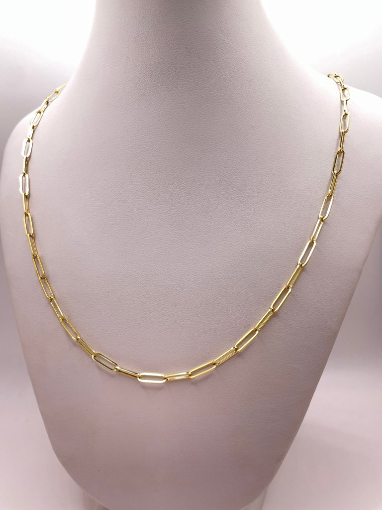 10KT PAPER CLIP CHAIN 16INCH 3MM