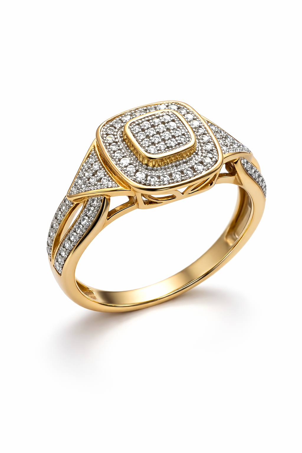 10KT SQUARE DESIGN MODERM DIAMOND RING Size 7/0.20CT