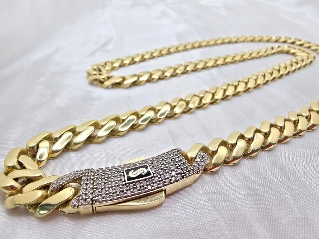 10KT CERTIFIED MONACO CHAIN CZ CLOSURE  Size 20INCH 8MM Weight 21GR