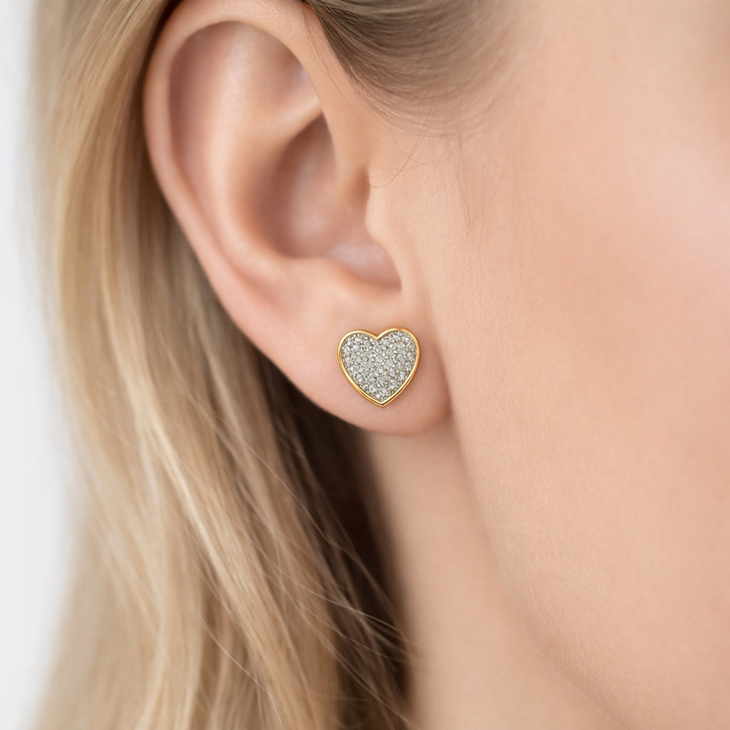 10KT HEART DIAMOND EARRINGS Size 0.30CTW