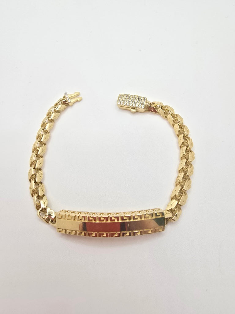 10KT CHINO LINK WITH GREEK STYLE  BRACELET Size 7INCH 6MM Weight 10.9GR