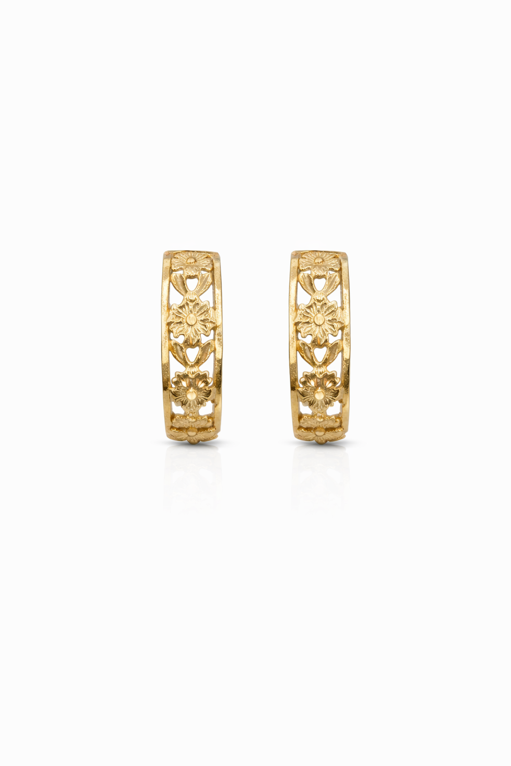 14KT VINTAGE FLOWERS SILHOUETTE EARRINGS  Weigth 3.8GR