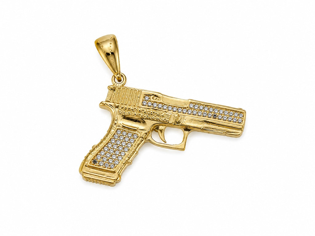 14KT GUN PENDANT Size