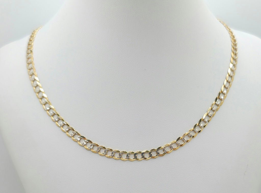 10KT TWO TONE CUBAN CURB FLAT CHAIN Size 20INCH 5MM Weight 10.7GR